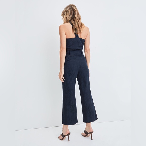 Veronica Beard Vitha Floral Straight Leg Cropped Jacquard Pant in Ink. Size 6 - Picture 2 of 11